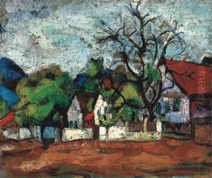 Nagybanya, Hatterben A Kereszt-heggyel (nagybanya, With The Kerszthegy In The Background) by Vilmos Perlrott-Csaba