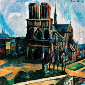 Pariszi Szajna-part A Notre -dame-mal (the River Seine With The Notre Dame In Paris) by Vilmos Perlrott-Csaba