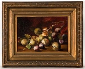 Still Life Of Apples And Plums by Louise Ellen Perman
