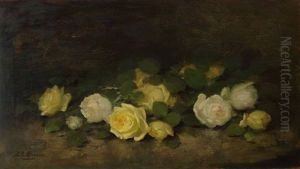Blumenstilleben Mit Gelben Und Weisen Rosen Blumenstilleben Mit Gelben Und Weisen Rosen