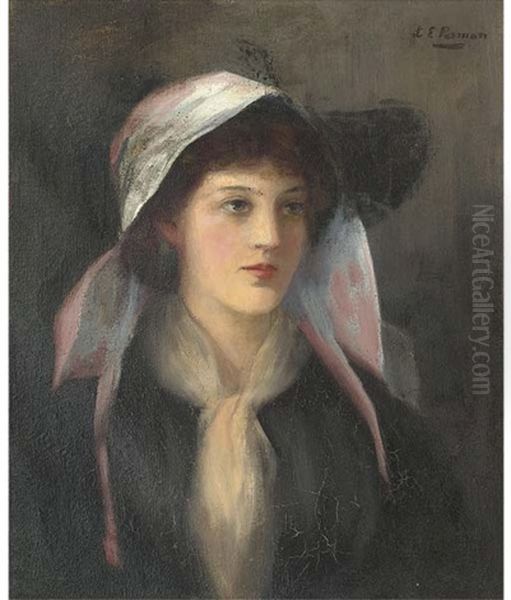 Portrait Of A Young Lady, Bust-length, In A Pink Hat - view 1