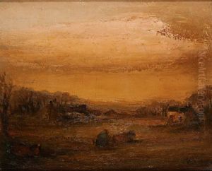 Gardien De Troupeau Au Coucher Du Soleil by Constant Permeke
