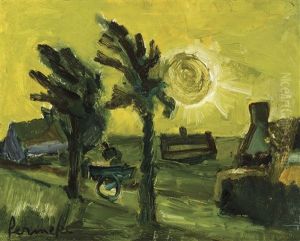 Fermes Dans Un Paysage Ensoleille by Constant Permeke
