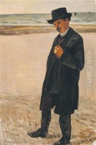 Portret Van Dichter August Vanhoutte Op Het Strand by Constant Permeke