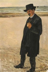 Portrait Du Poete August Vanhoutte A La Plage by Constant Permeke