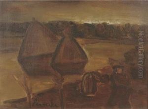 Landscape With Farmers And Haystacks by Constant Permeke