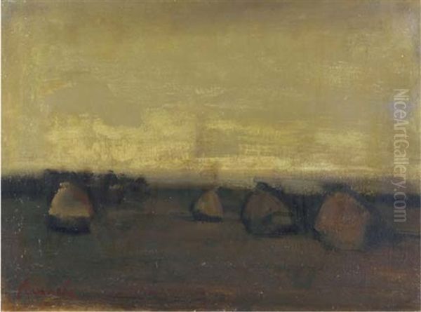 Hay Stacks In A Landscape - view 1