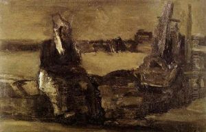 Visservrouw Aan De Kade Te Bretagne by Constant Permeke