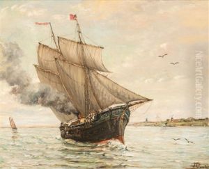 Steam Brig Along The Coast by Henri Louis Permeke