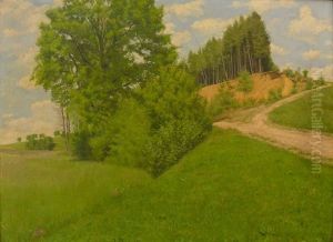 Niederbayrische Landschaft Im Sommer Mit Baumen. Hugel U. Feldweg Niederbayrische Landschaft Im Sommer Mit Baumen. Hugel U. Feldweg