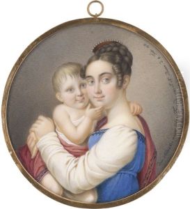 Bildnis Einer Jungen Mutter Mit Ihrem Kind Im Arm by Joseph Nicolaus Peroux