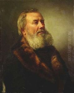 Bildnis Eines Bartigen Herrn Mit Pelzkragen by Vasili Grigorevich Perov