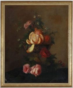 Nature Morte Aux Roses Et Oranges by Andre Perrachon