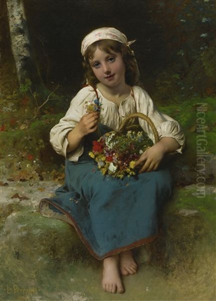 Young Girl With A Basket Of Flowers - view 1