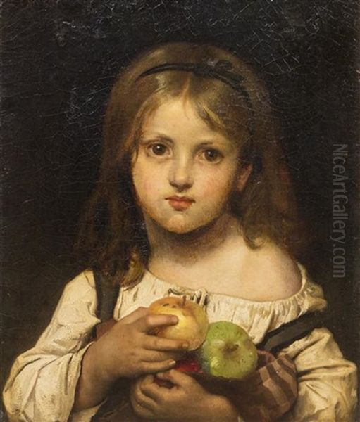 Young Girl With Apples - view 1