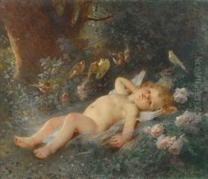 Amour Endormi Dans Un Paysage by Leon Jean Basile Perrault