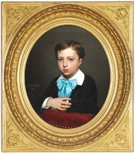 Portrait Of A Boy With A Large Blue Bow Portrait Of A Boy With A Large Blue Bow