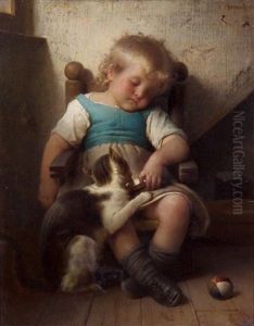 Naughty Kitty Steals A Lap by Leon Jean Basile Perrault