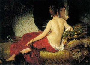 Jeune Femme Embrassant Un Amour by Leon Jean Basile Perrault