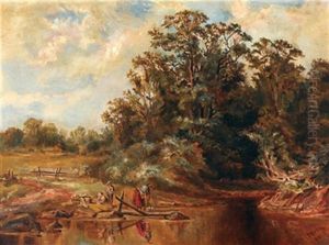 Figures At The Water's Edge by Henri Perre