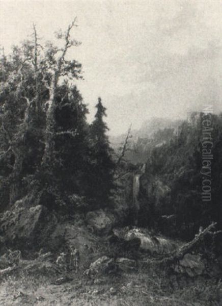 Figures In Wooded Landscape - view 1