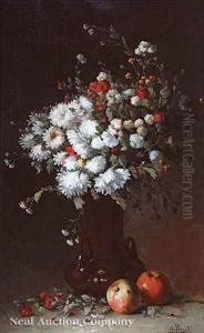 A Still Life Of Wildflowers In A Vase