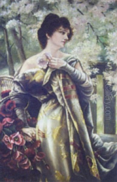 Portrait Of A Lady Standing Beneath A Blossom Tree - view 1