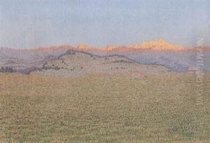 Hochebene Mit Berghutten Bei Sonnenaufgang