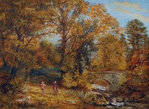 Hunters In A Forest by Alfred Feyen Perrin