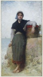 Girl With A Basket By The Sea