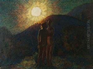 Two Figures In Landscape by Van Dearing Perrine