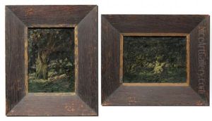 Dark Landscape And Tree (+ Dark Forest Landscape; 2 Works) by Van Dearing Perrine