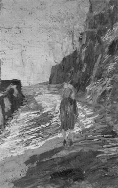 Figure Of A Young Girl On A Rocky Shoreline - view 1