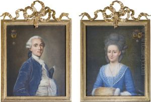 Portrait Of Rene Richeteau, Marquis D'airvault; Portrait Of His Wife, Gabrielle-henriette, Nee De Chasteigner, Daughter Of Jean-henri Chasteigner, Marquis De Chasteigner, Seigneur De Rouvre by Jean-Baptiste Perronneau
