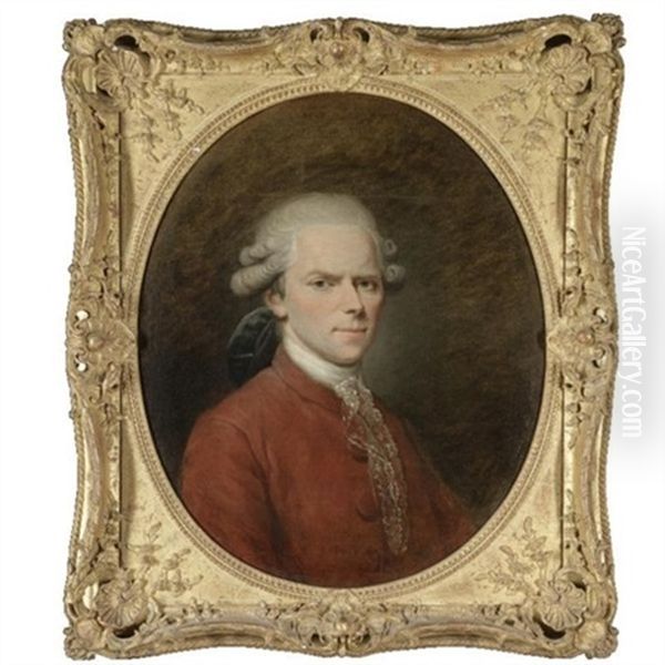 Portrait Of A Gentleman, Bust Length, Wearing A Red Tunic - view 1