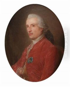 Portrait Of A Gentleman, (charles Le Normant Du Coudray?), Seated Half-length, In A Red Coat And Gold Brocade Waistcoat