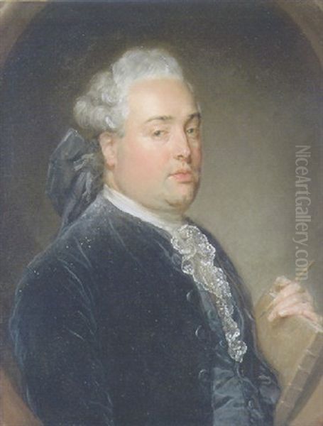 Portrait Of A Man In A Blue Jacket, A Book And Pen In His Left Hand - view 1