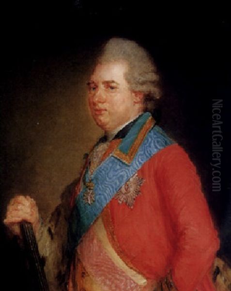 Portrait Of Karl, Landgrave Of Hesse, Half Length, Wearing A Red Coat With The Sash And Star Of The Order Of The Elephant, And Holding A Commander's Baton - view 1