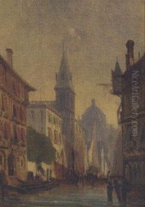 A Venetian Canal With River Traffic, A Capriccio
