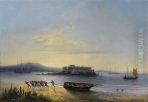 Sonnenuntergang Uber Einer Sudlichen Kustenlandschaft by Ferdinand Victor Perrot