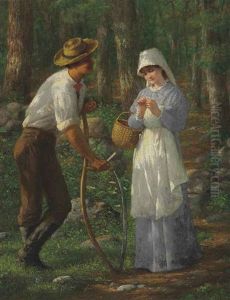 Pastoral--he Loves Me, He Loves Me Not by Enoch Wood Perry