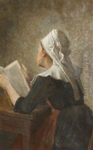 Breton Woman Reading by Enoch Wood Perry