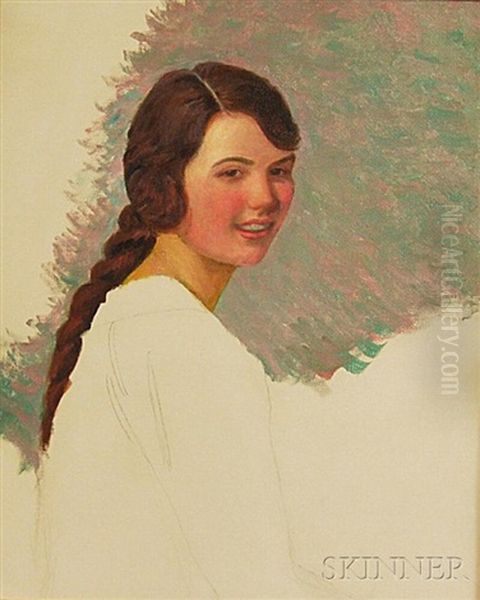 Study Of A Girl With Braid - view 1