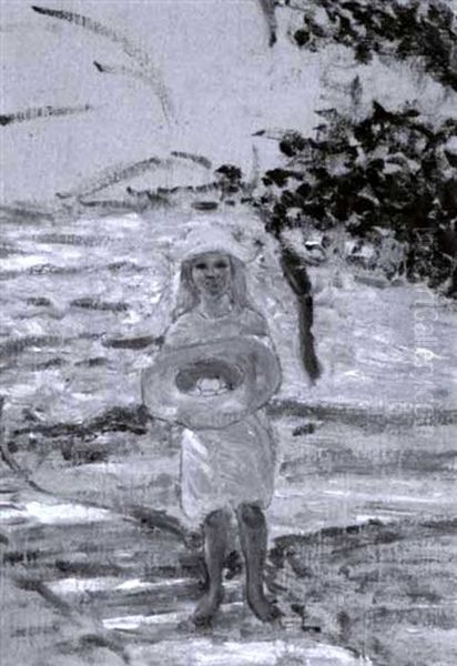 Study Of A Child In A Blue Dress - view 1
