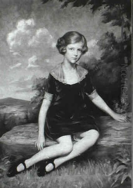 Portrait Of A Young Girl In A Burgundy Dress - view 1