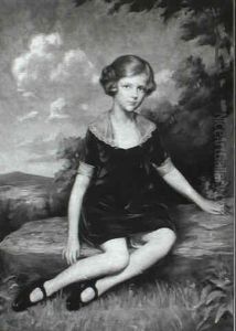 Portrait Of A Young Girl In A Burgundy Dress by Roland Hinton Perry