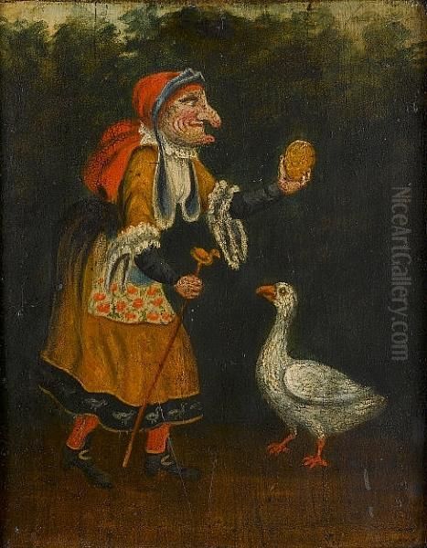 A Witch Feeding A Goose - view 1
