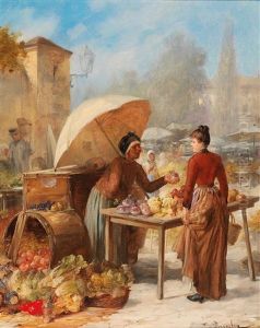 Market Scene by Franz Von Persoglia