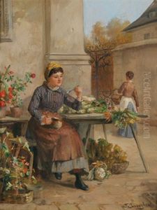 Der Blumen Und Gemusestand by Franz Von Persoglia
