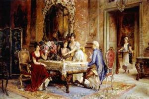 Gessellschaft Beim Tee Im Salon by Franz Von Persoglia